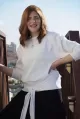 חולצת קשירה אלכסונים לבן