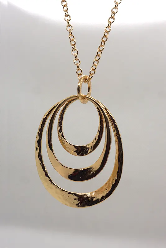 Gold Long Three Oval Necklace