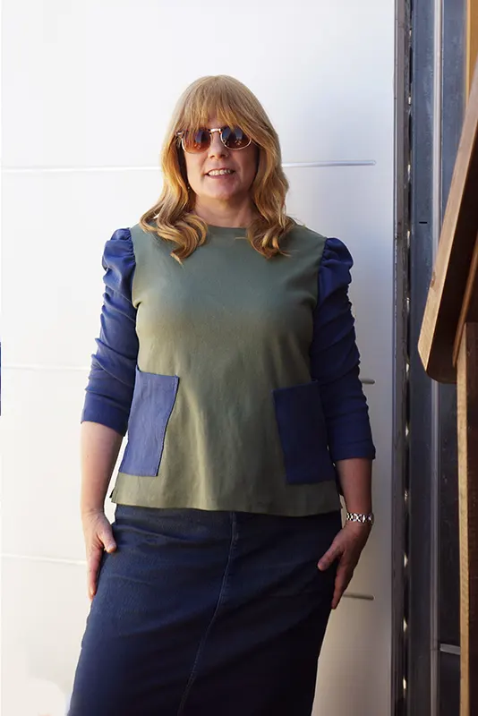 Olive-Blue Glam Practical Shirt