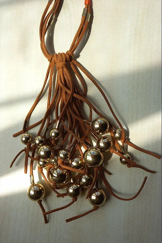 Brown Statement Necklace with Silver Beads