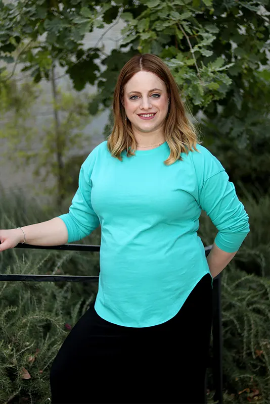 Turquoise Curved Hem Cotton T-shirt